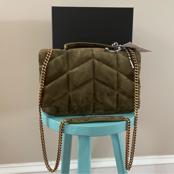 Yves Saint Laurent Toy Puffer Handbag Loden Green Suede BRAND NEW with Box - Picture 14 of 14